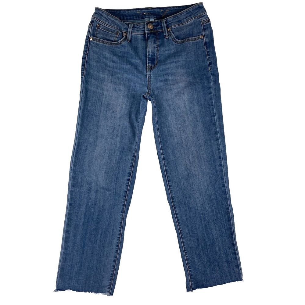 Seven 7 Jeans Womens Tower Straight Crop Raw Hem Blue Jeans Size 4